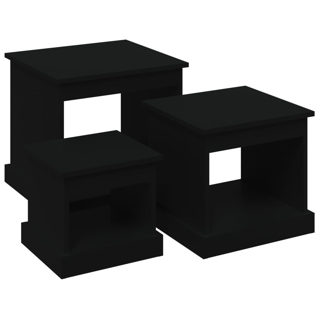 Tavolini da Salotto 3 pz Neri in Legno Multistrato | homemem39