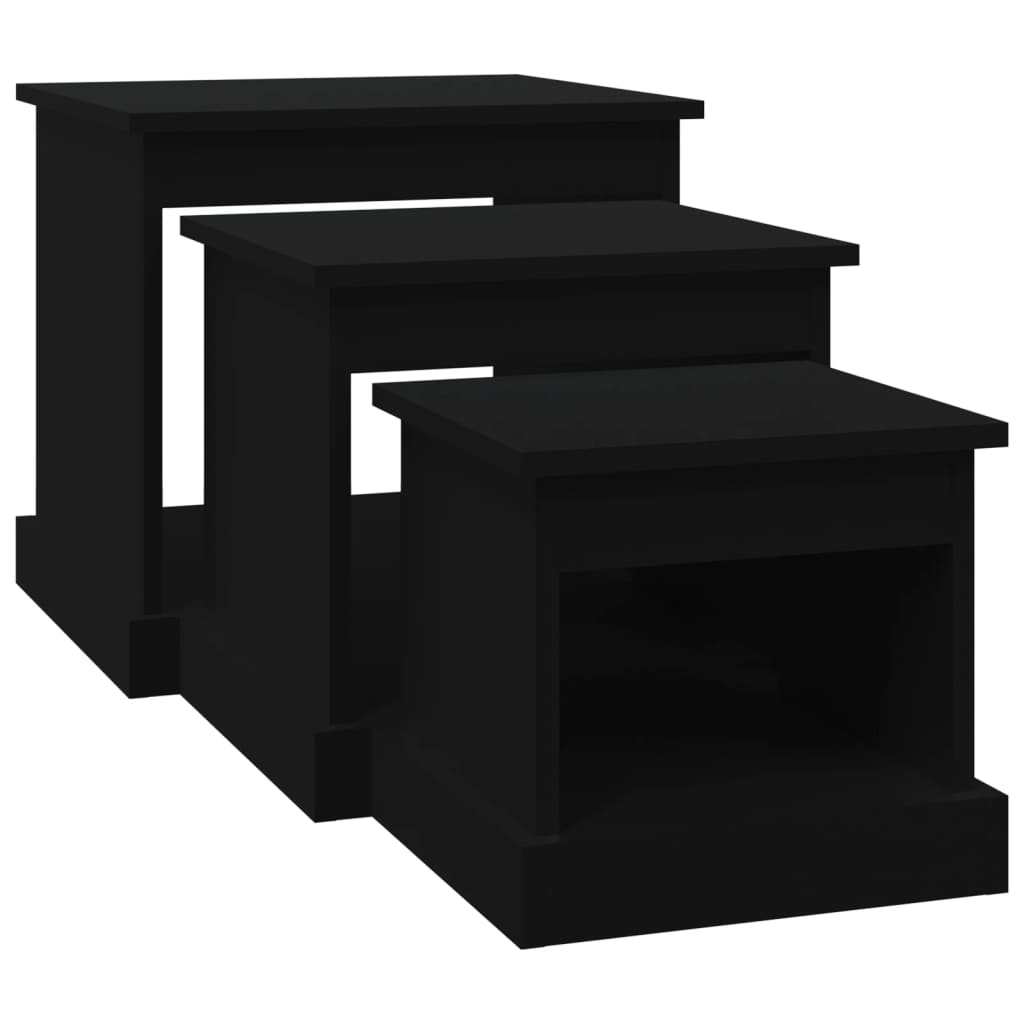 Tavolini da Salotto 3 pz Neri in Legno Multistrato | homemem39