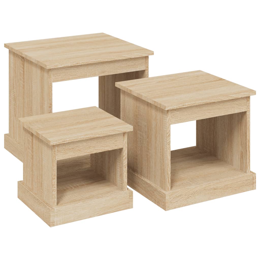 Tavolini da Salotto 3 pz Rovere Sonoma in Legno Multistrato