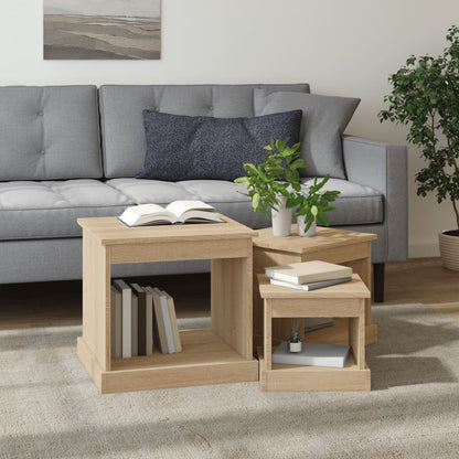Tavolini da Salotto 3 pz Rovere Sonoma in Legno Multistrato