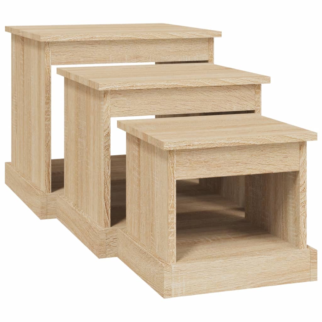 Tavolini da Salotto 3 pz Rovere Sonoma in Legno Multistrato | homemem39