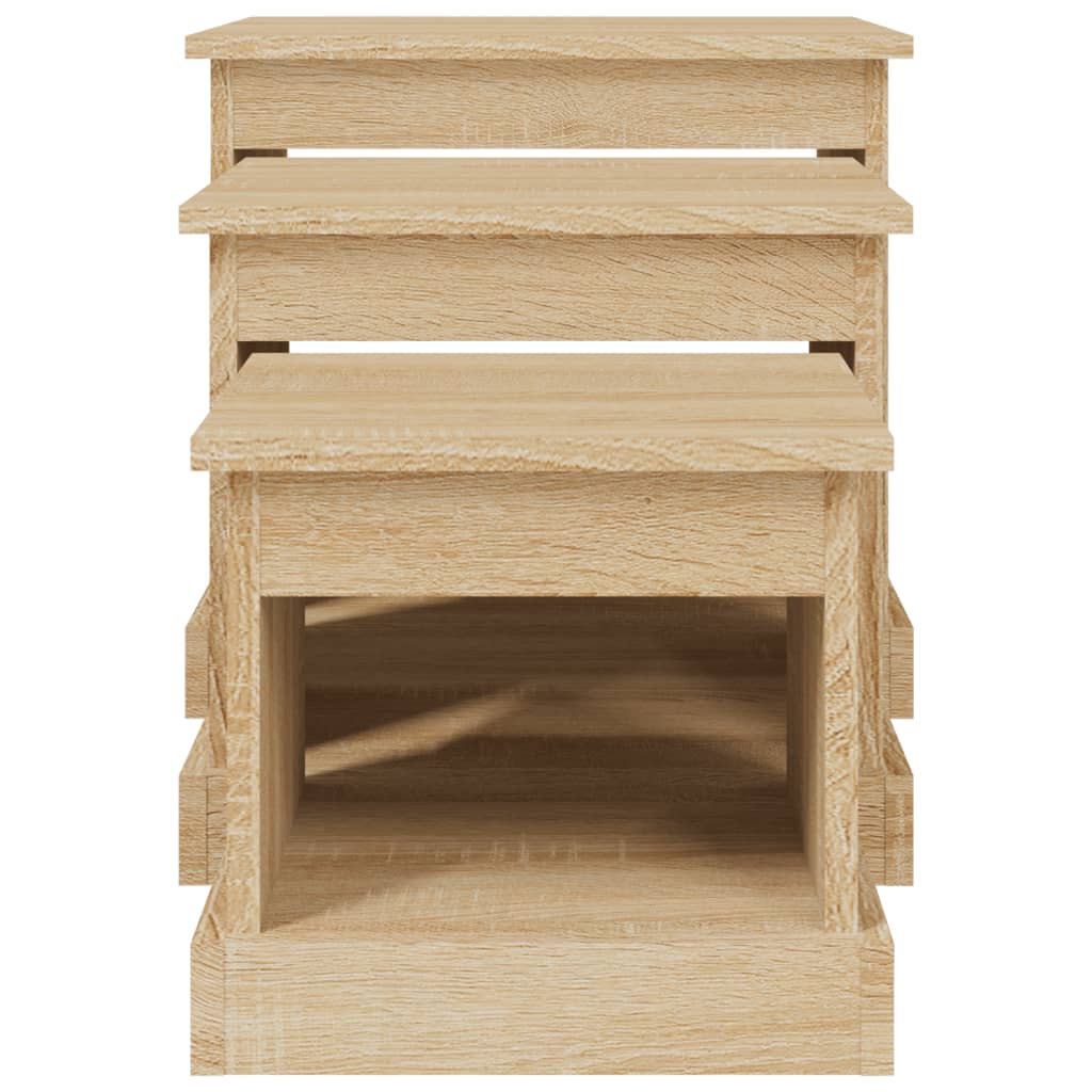 Tavolini da Salotto 3 pz Rovere Sonoma in Legno Multistrato