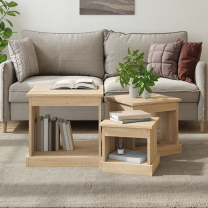 Tavolini da Salotto 3 pz Rovere Sonoma in Legno Multistrato