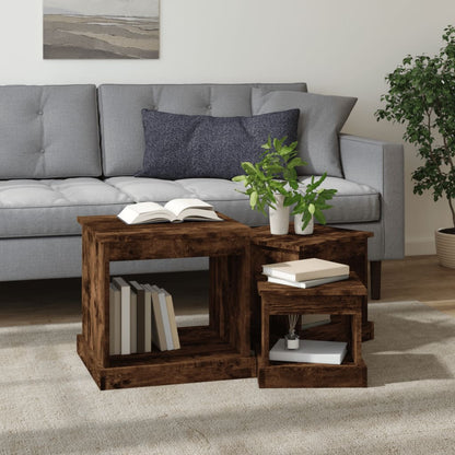 Tavolini da Salotto 3 pz Rovere Fumo in Legno Multistrato | homemem39