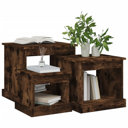Tavolini da Salotto 3 pz Rovere Fumo in Legno Multistrato