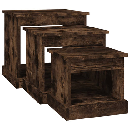 Tavolini da Salotto 3 pz Rovere Fumo in Legno Multistrato | homemem39