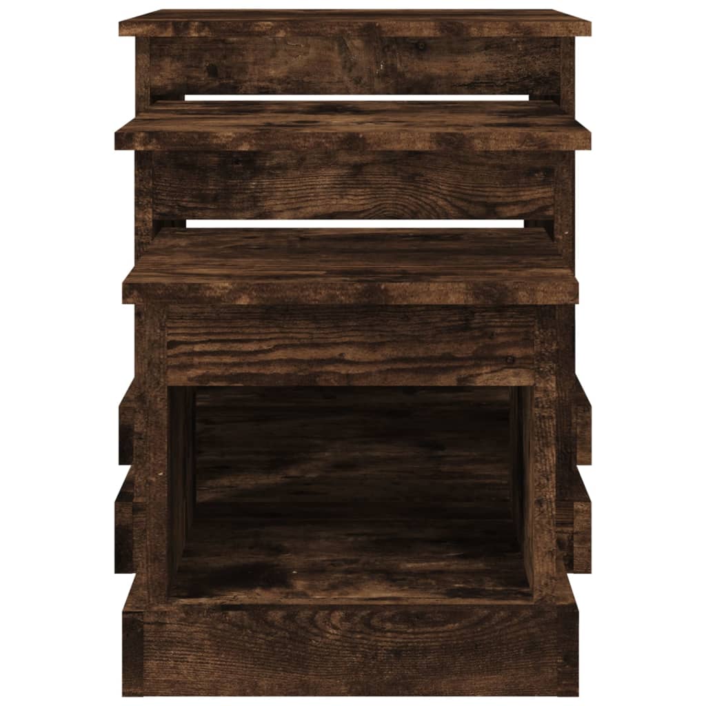 Tavolini da Salotto 3 pz Rovere Fumo in Legno Multistrato