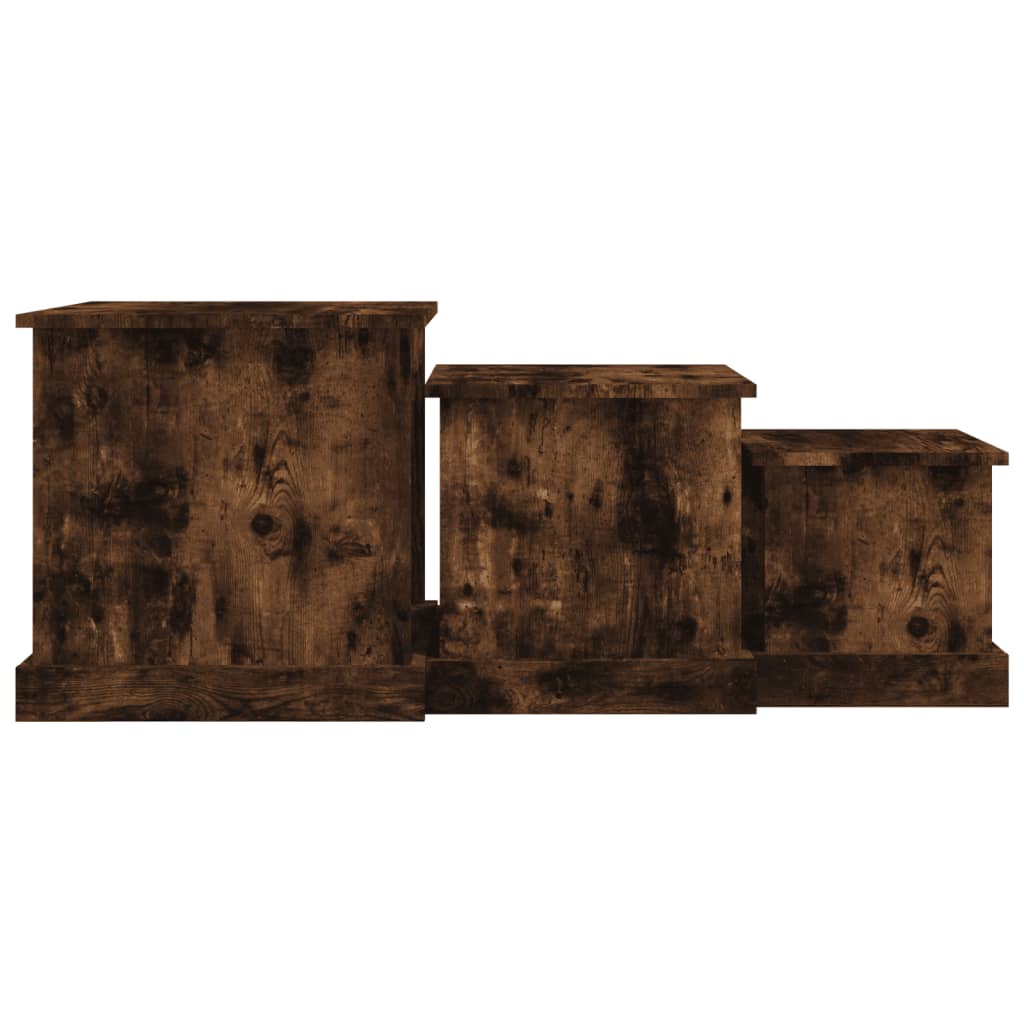 Tavolini da Salotto 3 pz Rovere Fumo in Legno Multistrato | homemem39