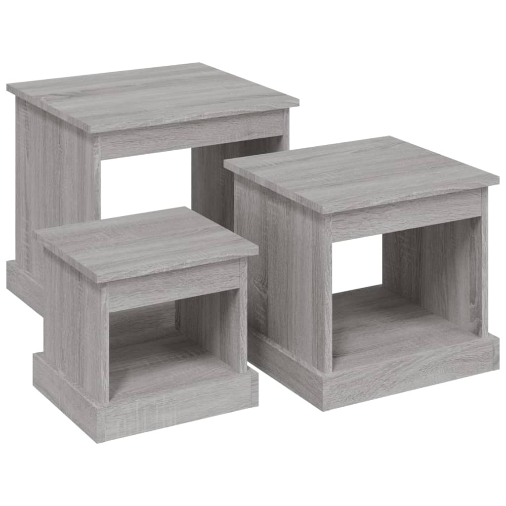 Tavolini da Salotto 3 pz Grigio Sonoma in Legno Multistrato | homemem39