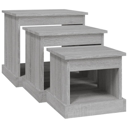 Tavolini da Salotto 3 pz Grigio Sonoma in Legno Multistrato | homemem39