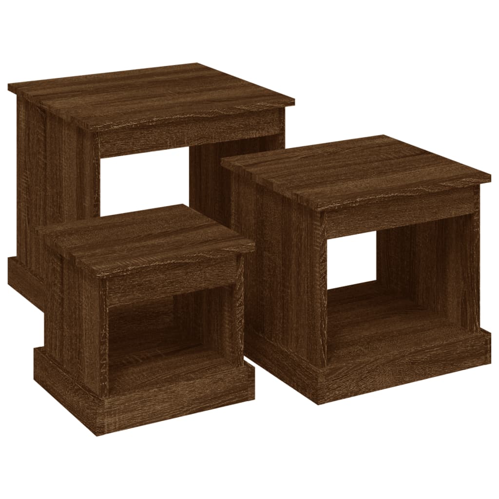 Tavolini da Salotto 3 pz Rovere Marrone in Legno Multistrato | homemem39