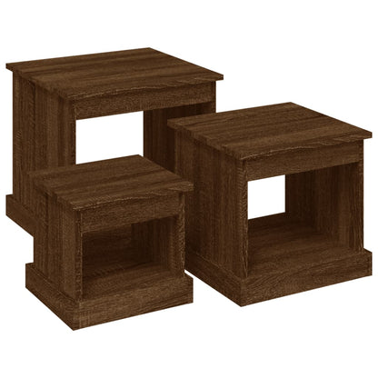 Tavolini da Salotto 3 pz Rovere Marrone in Legno Multistrato | homemem39