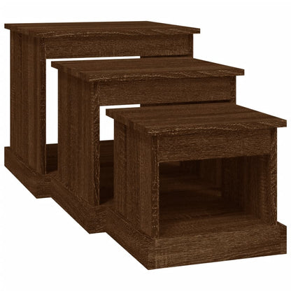 Tavolini da Salotto 3 pz Rovere Marrone in Legno Multistrato | homemem39