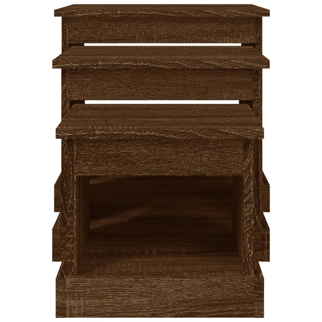 Tavolini da Salotto 3 pz Rovere Marrone in Legno Multistrato | homemem39