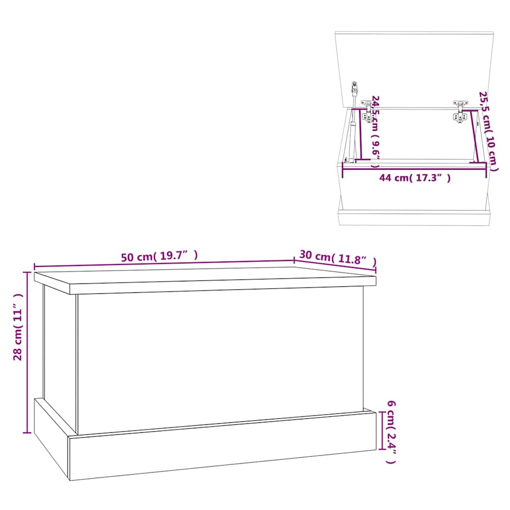 Contenitore Portaoggetti Nero 50x30x28 cm Legno Multistrato