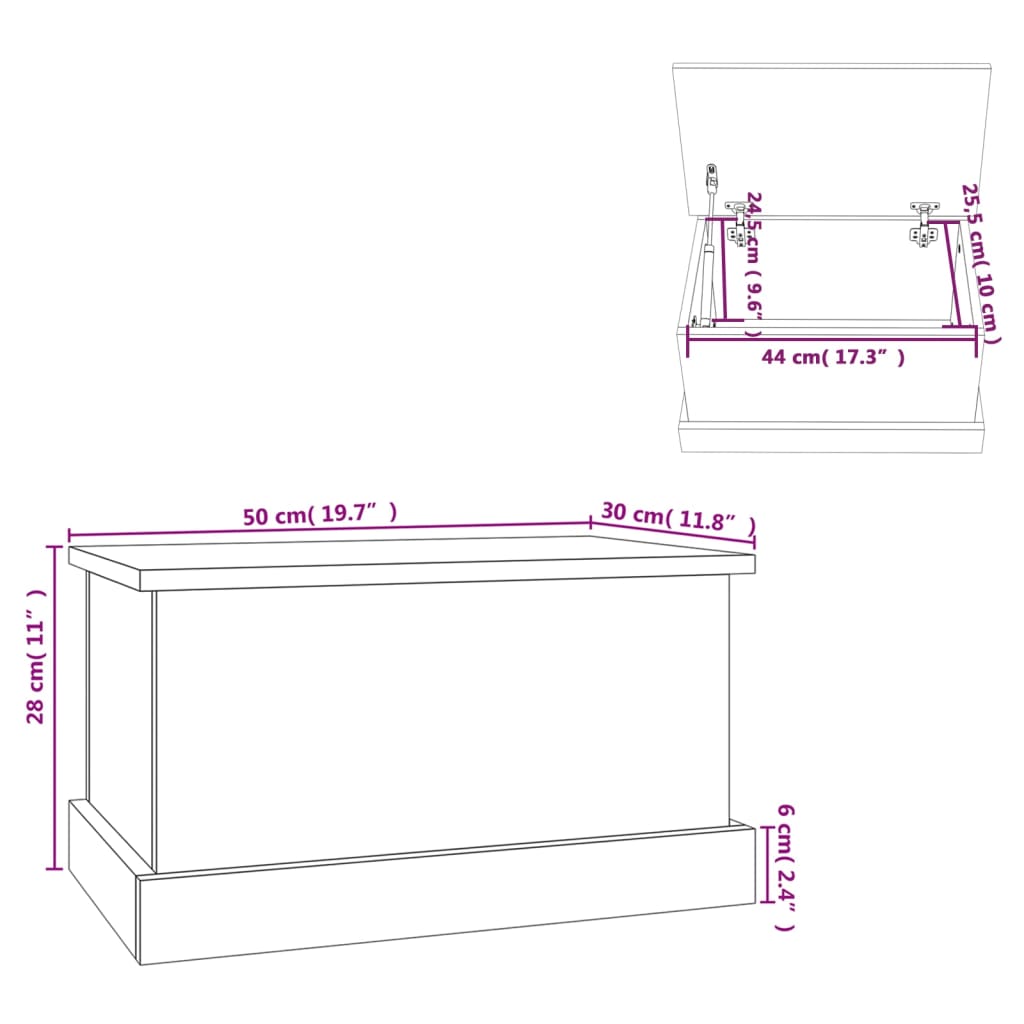 Contenitore Grigio Cemento 50x30x28 cm in Legno Multistrato - homemem39