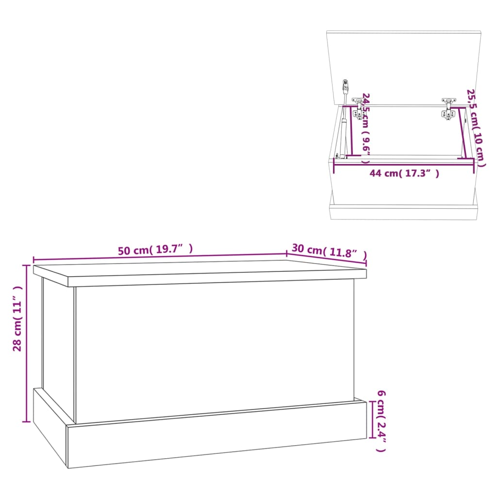 Contenitore Grigio Cemento 50x30x28 cm in Legno Multistrato | homemem39