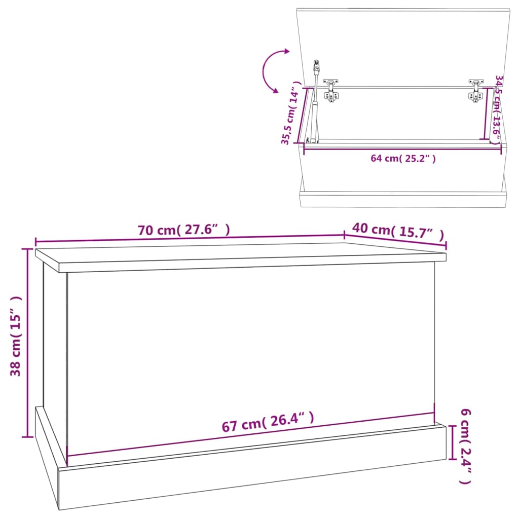 Scatola portaoggetti bianca 70x40x38 cm in legno ingegnerizzato | homemem39