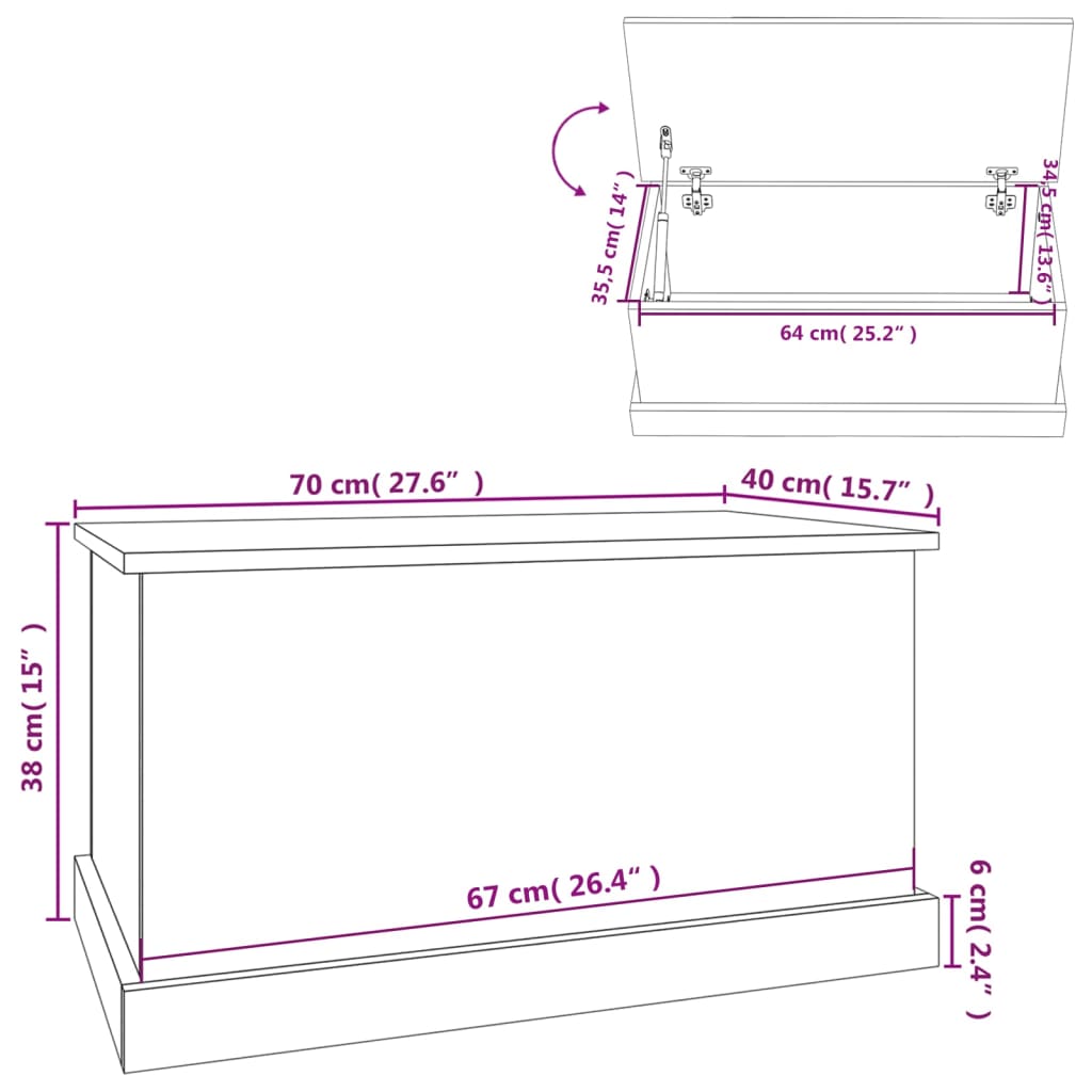 Contenitore Grigio Sonoma 70x40x38 cm Legno Multistrato - homemem39