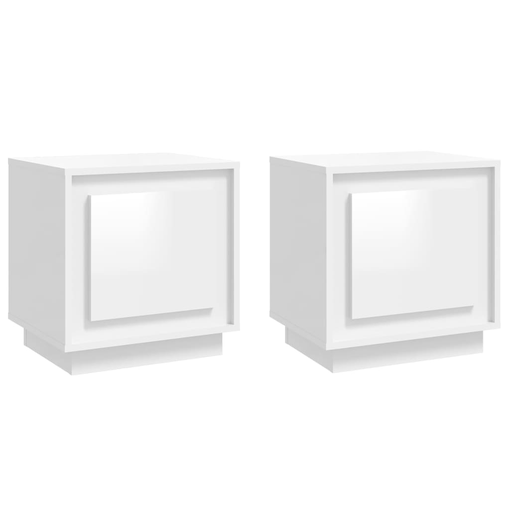 Comodini 2 pz Bianco Lucido 44x35x45 cm in Legno Multistrato - homemem39