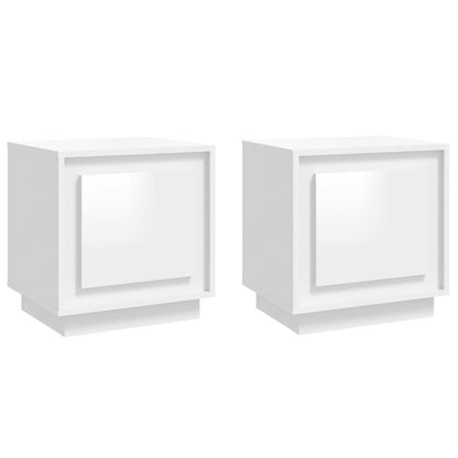 Comodini 2 pz Bianco Lucido 44x35x45 cm in Legno Multistrato - homemem39