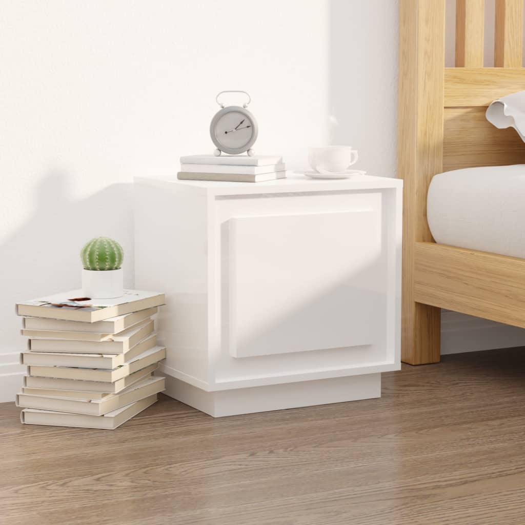 Comodini 2 pz Bianco Lucido 44x35x45 cm in Legno Multistrato - homemem39