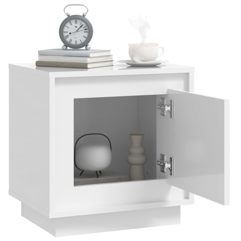 Comodini 2 pz Bianco Lucido 44x35x45 cm in Legno Multistrato - homemem39