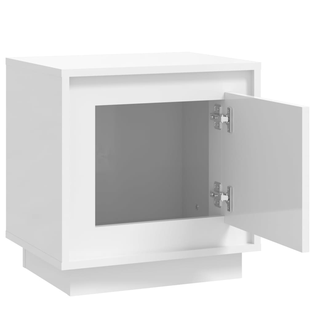 Comodini 2 pz Bianco Lucido 44x35x45 cm in Legno Multistrato - homemem39