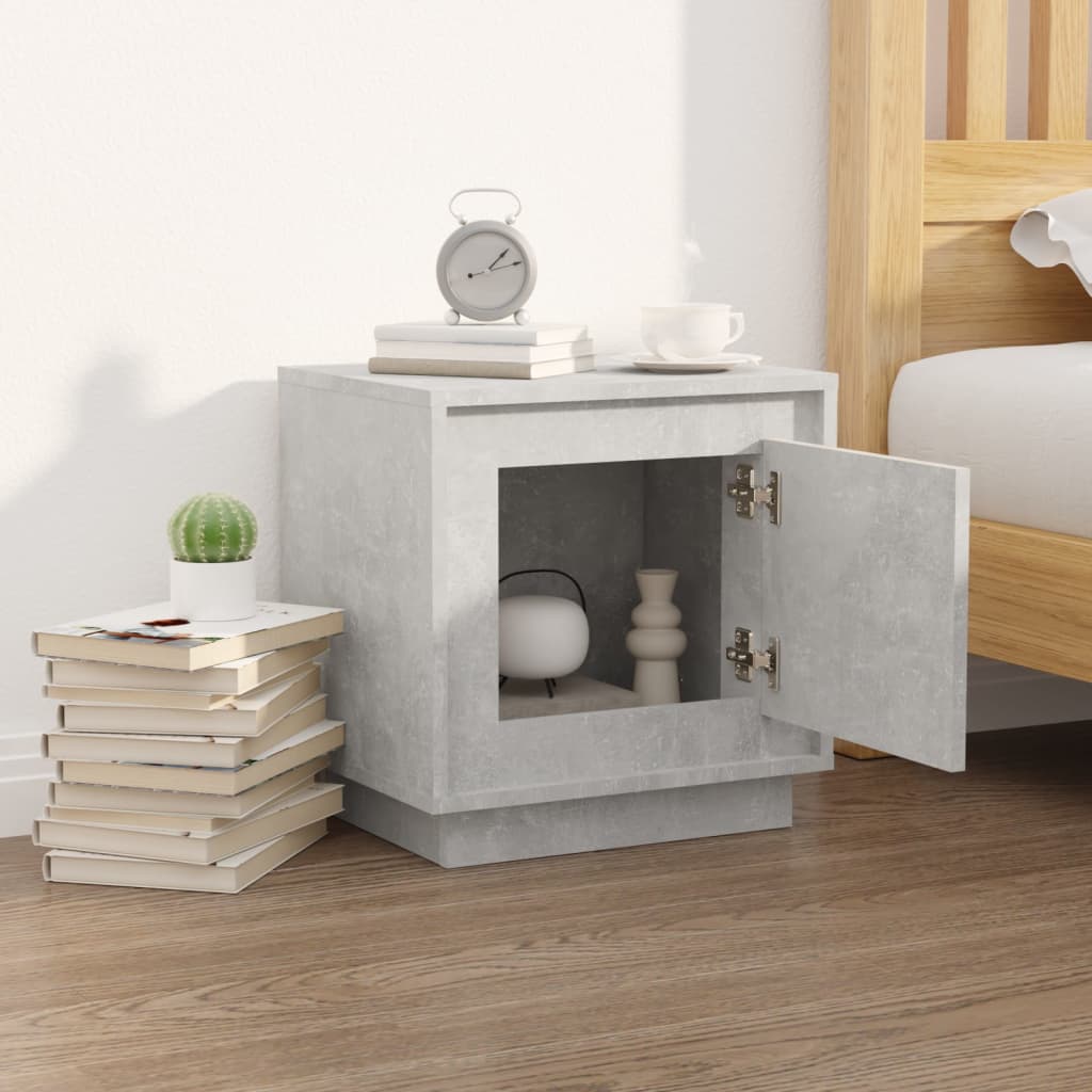 Comodino Grigio Cemento 44x35x45 cm in Legno Multistrato - homemem39