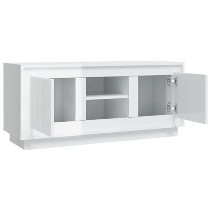 Mobile Porta TV Bianco Lucido 102x35x45 cm in Legno Multistrato - homemem39