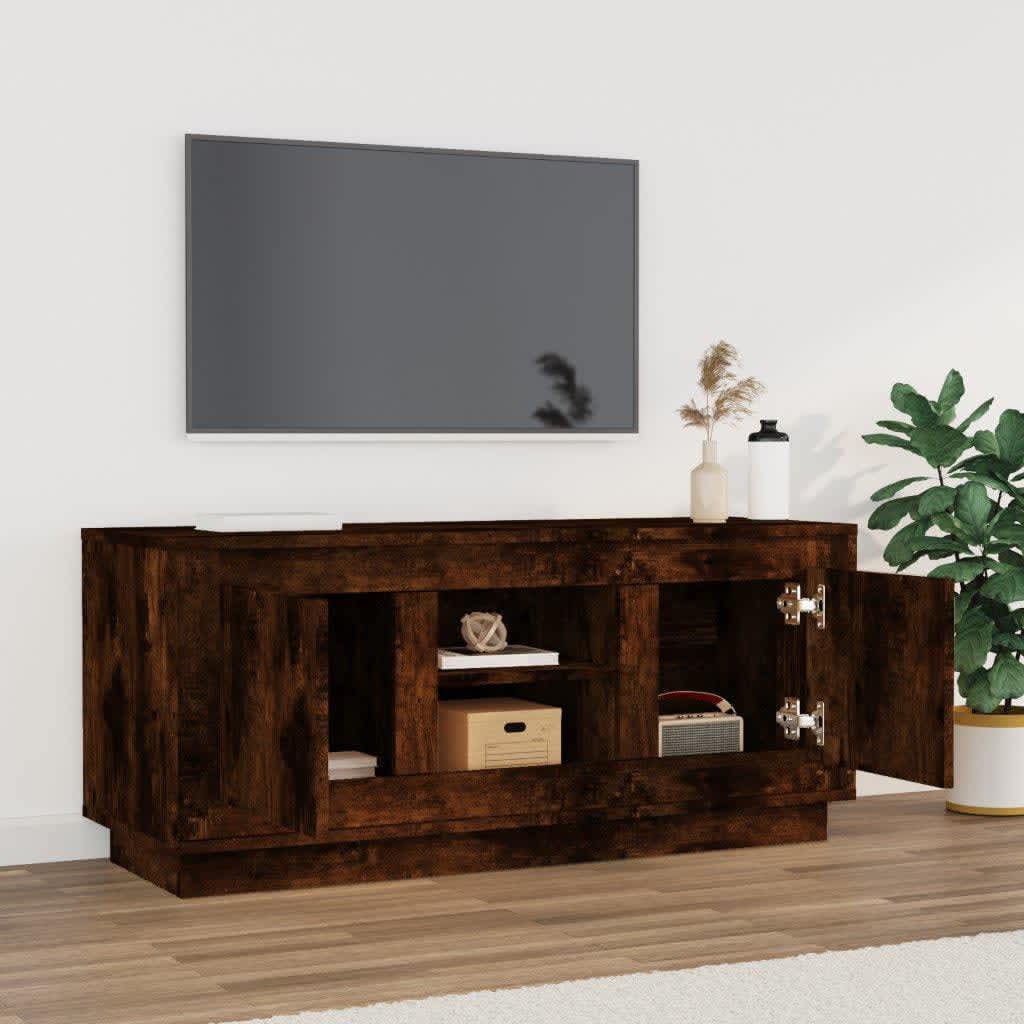Mobile TV Rovere Fumo 102x35x45 cm in Legno Multistrato - homemem39