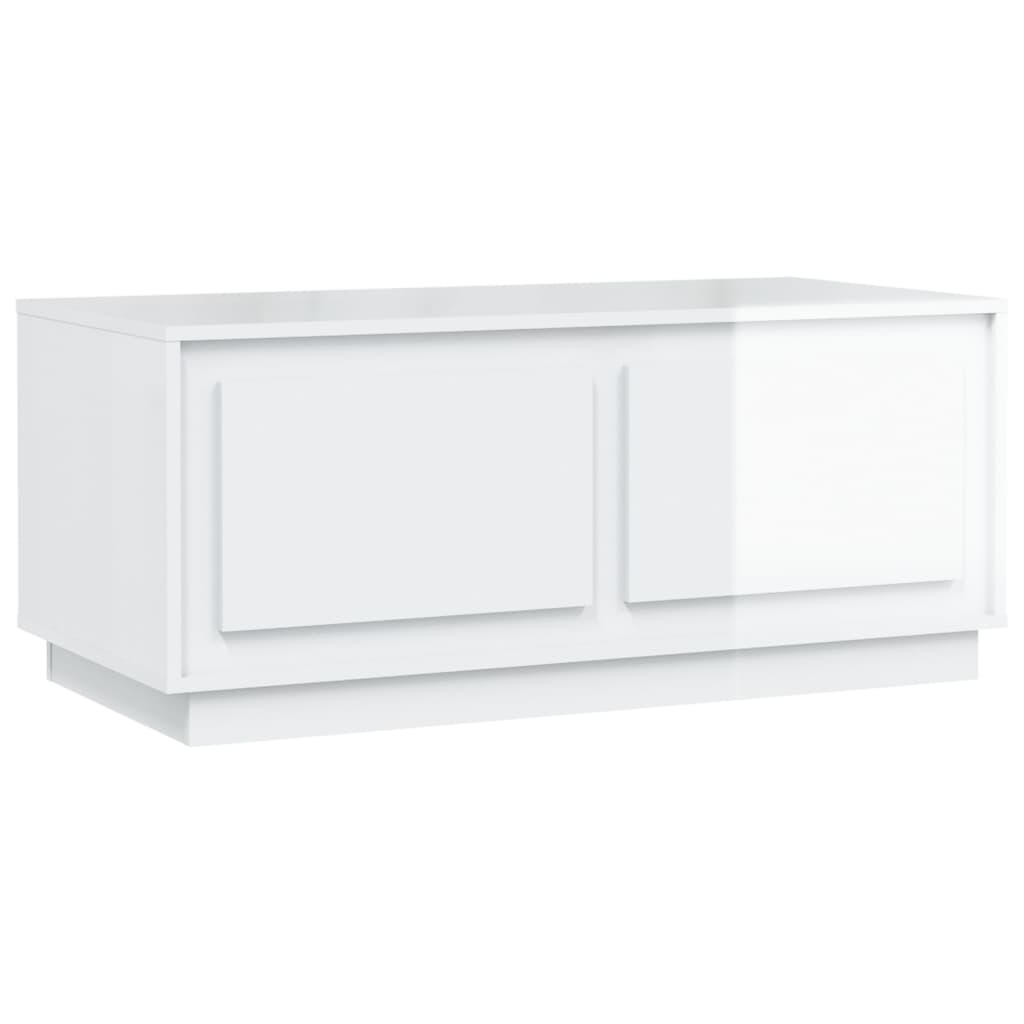 Tavolino da Salotto Bianco Lucido 102x50x44cm Legno Multistrato | homemem39