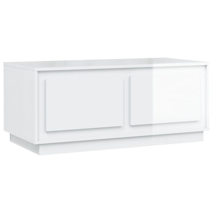 Tavolino da Salotto Bianco Lucido 102x50x44cm Legno Multistrato | homemem39