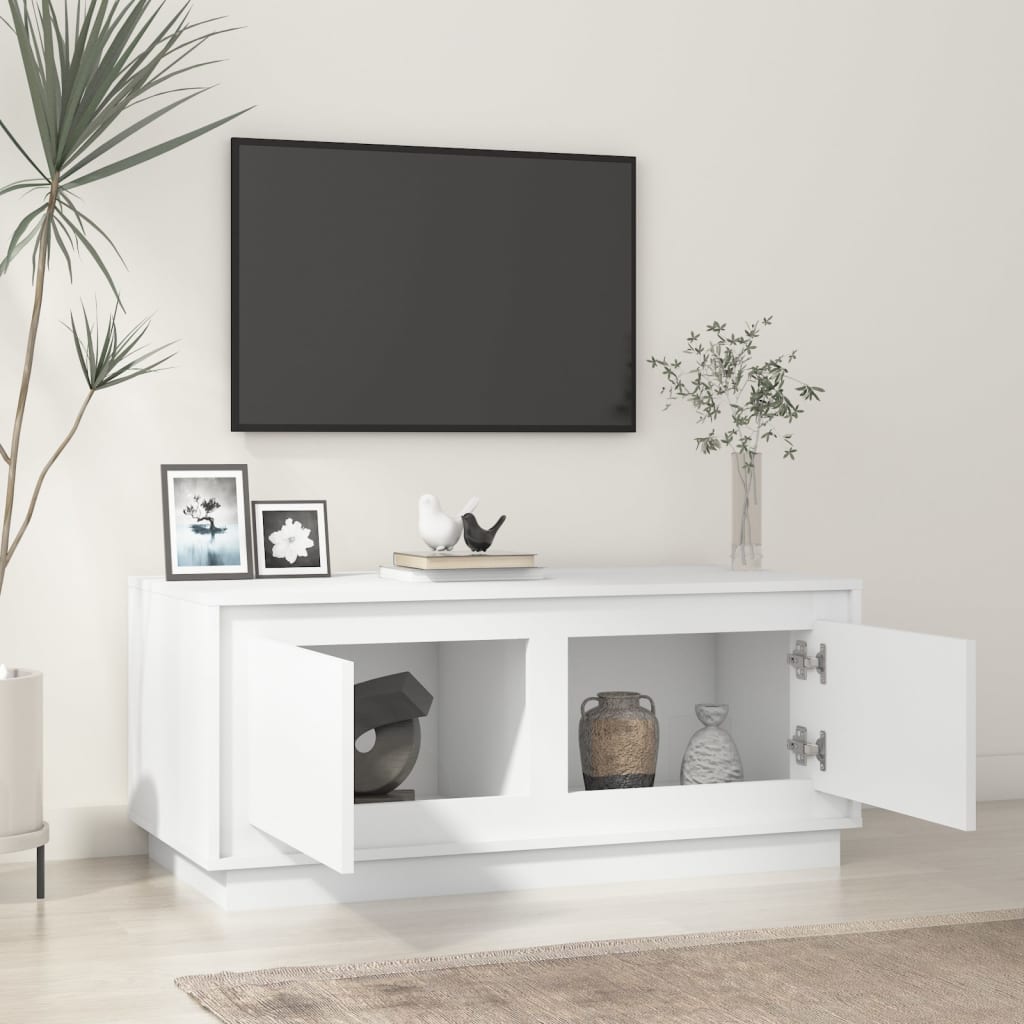 Tavolino da Salotto Bianco Lucido 102x50x44cm Legno Multistrato | homemem39