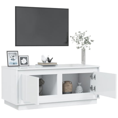 Tavolino da Salotto Bianco Lucido 102x50x44cm Legno Multistrato | homemem39