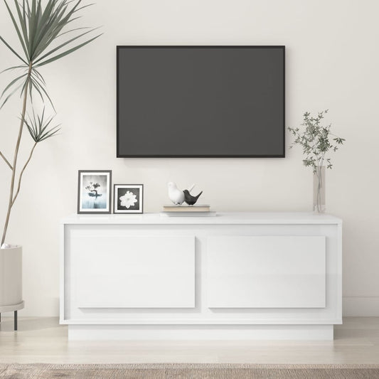 Tavolino da Salotto Bianco Lucido 102x50x44cm Legno Multistrato | homemem39