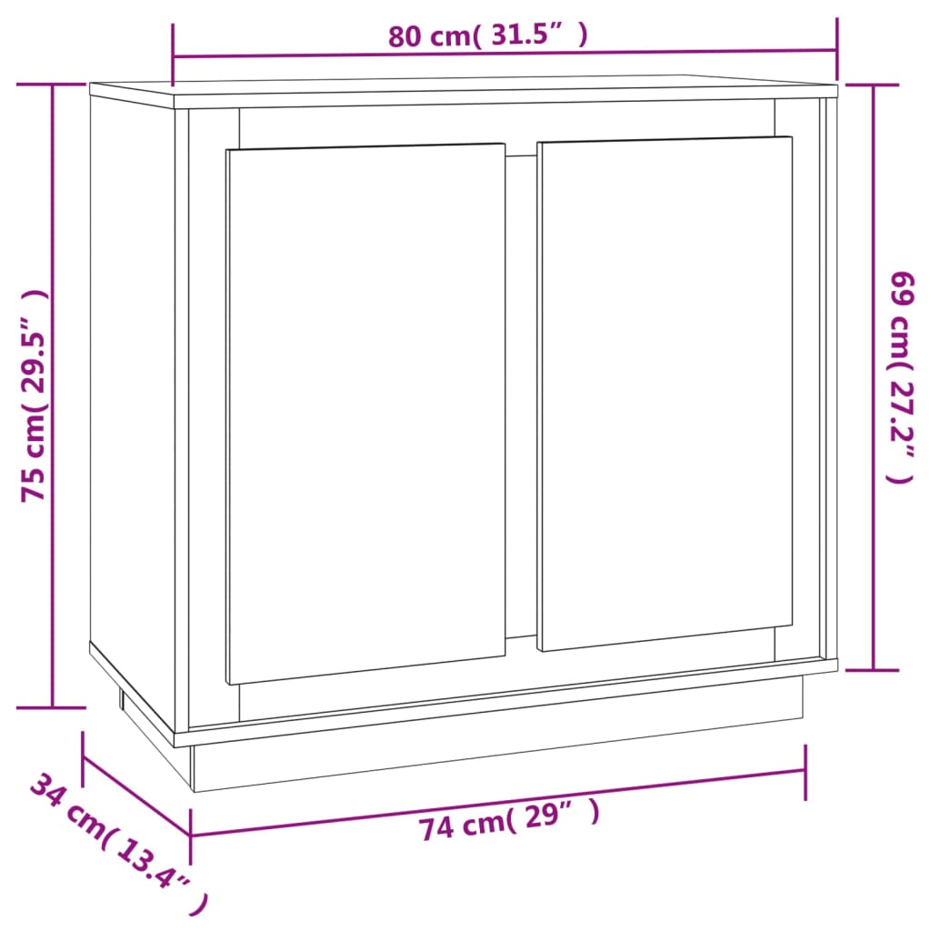 Credenza Nera 80x34x75 cm in Legno Multistrato - homemem39