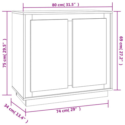Credenza Bianco Lucido 80x34x75 cm in Legno Multistrato - homemem39