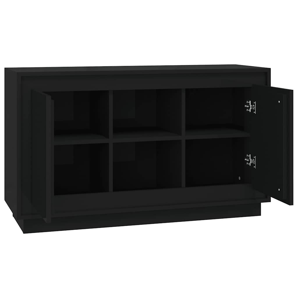 Credenza Nera 102x35x60 cm in Legno Multistrato