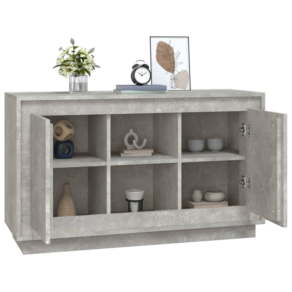 Credenza Grigio Cemento 102x35x60 cm in Legno Multistrato