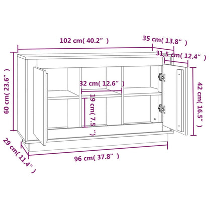 Credenza Grigio Cemento 102x35x60 cm in Legno Multistrato