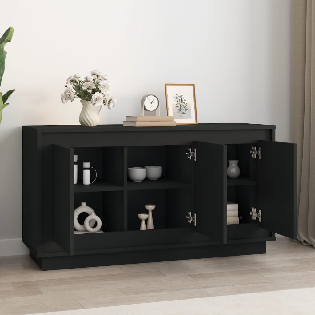 Credenza Nera 102x35x55 cm in Legno Multistrato - homemem39