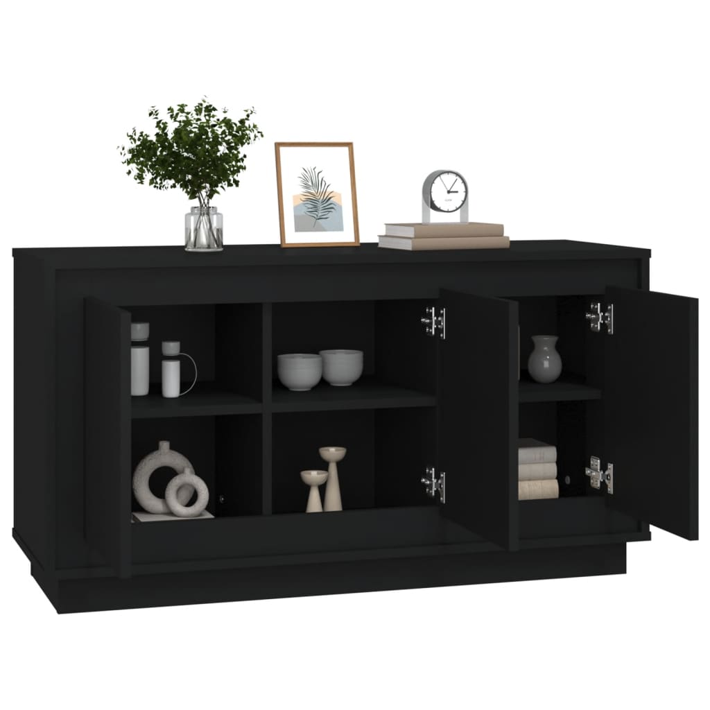 Credenza Nera 102x35x55 cm in Legno Multistrato - homemem39