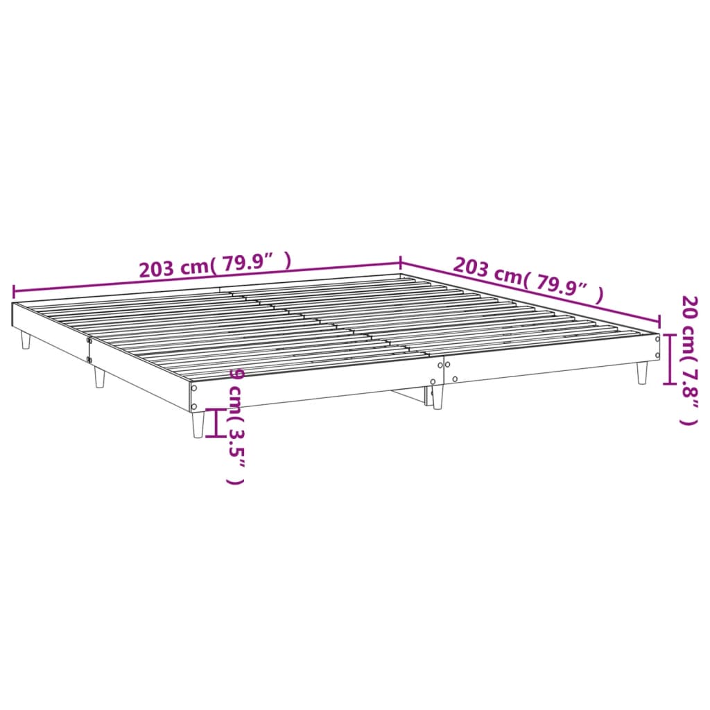 Giroletto senza Materasso Rovere Fumo 200x200 cm in Truciolato