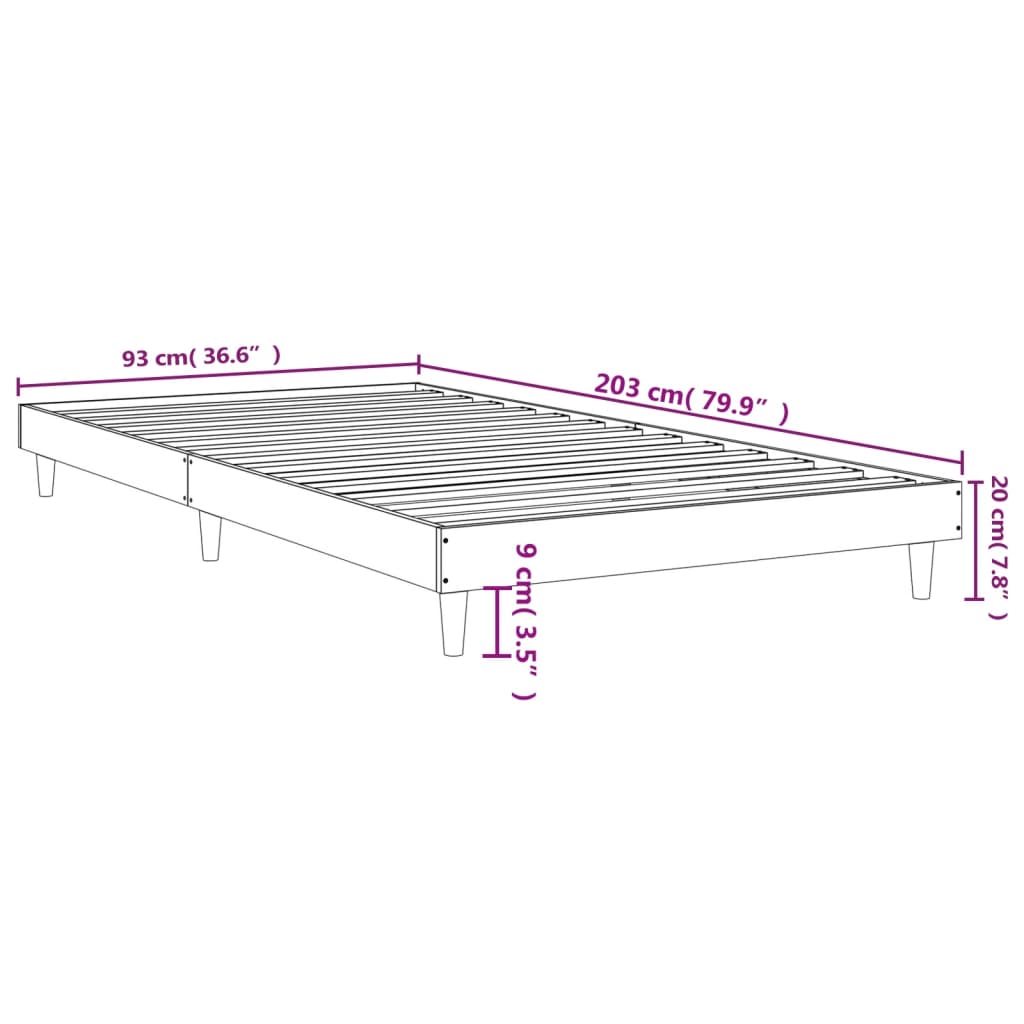 Giroletto senza Materasso Rovere Fumo 90x200 cm in Truciolato