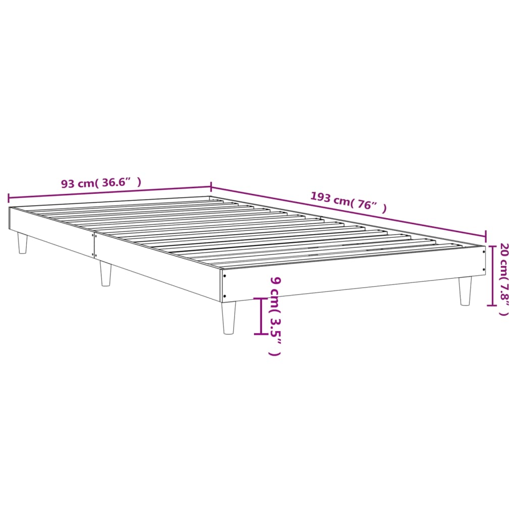 Giroletto senza Materasso Rovere Fumo 90x190 cm in Truciolato