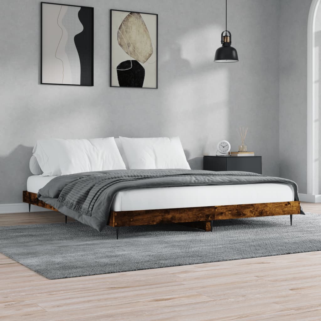Giroletto senza Materasso Rovere Fumo 200x200 cm in Truciolato