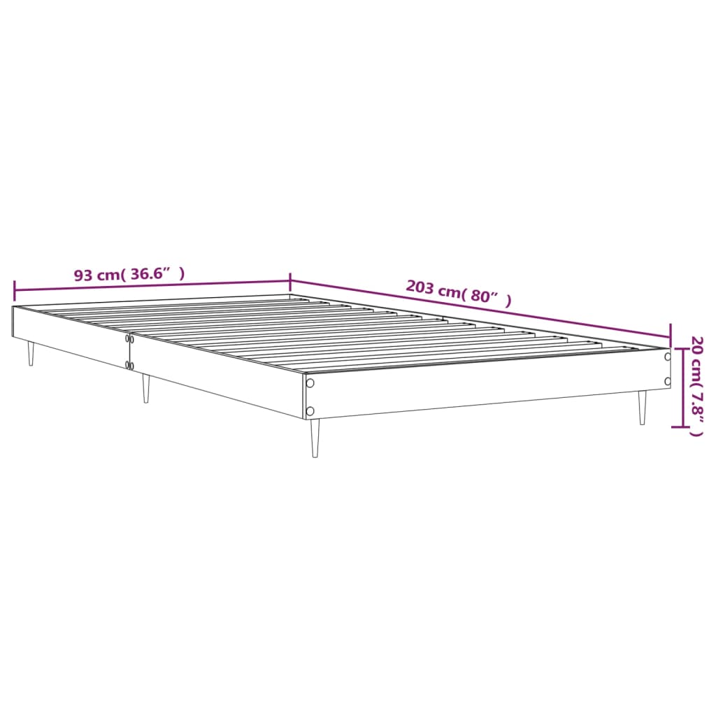 Giroletto senza Materasso Rovere Marrone 90x200cm in Truciolato