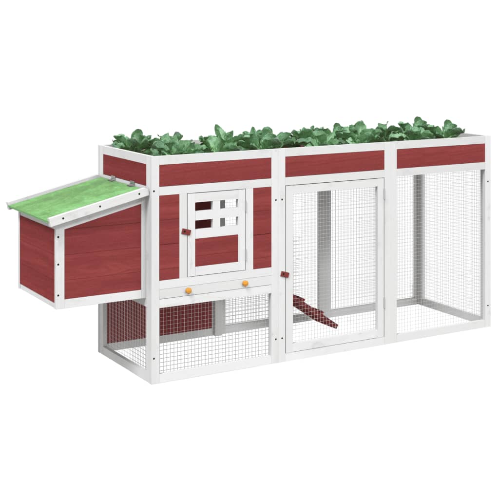 Pollaio Moka 204x50x84 cm in Legno Massello di Pino | homemem39