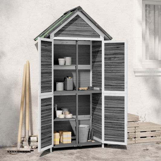 Gray Garden Shed 89x52.5x175cm Solid Pine Wood